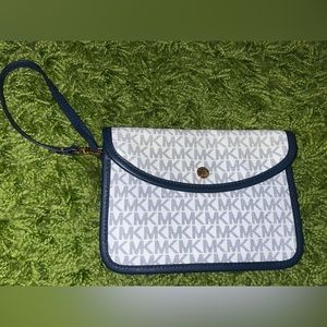 NWOT MK Wristlet Monogram White And Blue